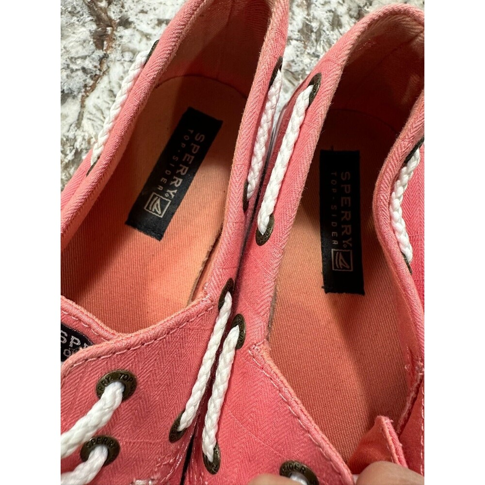 Sperry Womens Size 4 Coral Nautical Preppy Boat Low Top Loafer Sneaker - Picture 5 of 6